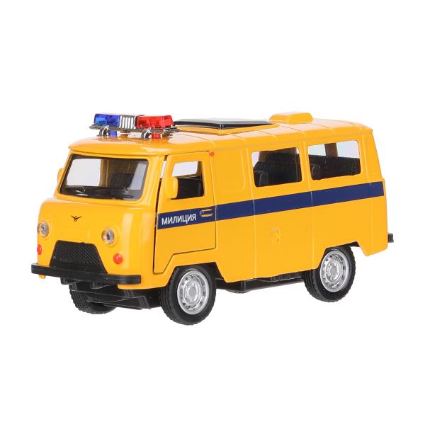 Машина металл свет-звук уаз-452 "буханка" МИЛИЦИЯ 10,5 см,,желтый, кор. Parc technologique dans le cor.2*36шт