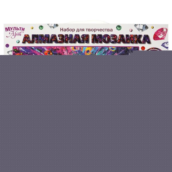 Алмазная мозаика 30*40 см с полным заполнением на подрамнике павлин МУЛЬТИ АРТ в кор.24шт