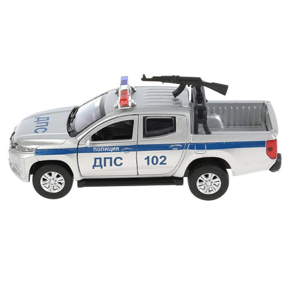 Машина металл MITSUBISHI L200 PICKUP ПОЛИЦИЯ 13 см, двери, багаж, кор. Технопарк в кор.2*36шт