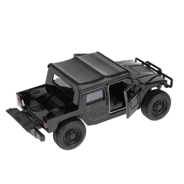 Machine en métal Hummer H1 noir 12 cm, ouverte. двери, инерц. dans le cor. Parc technologique en cor.2*24шт