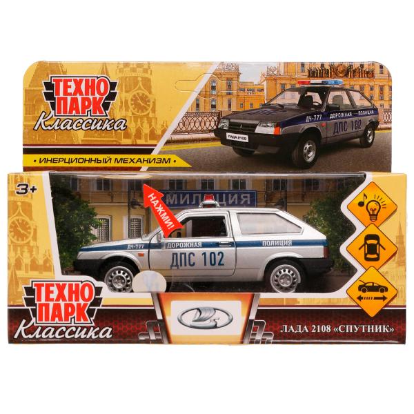 2108-12SLPOL-SR328308 Machine en métal noir LADA-2108 "СПУТНИК" ПОЛИЦИЯ 12 см, двери, кор. Technologie