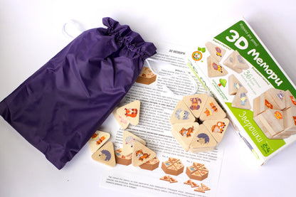 Игра деревянная 3D Мемори "Зверюшки"