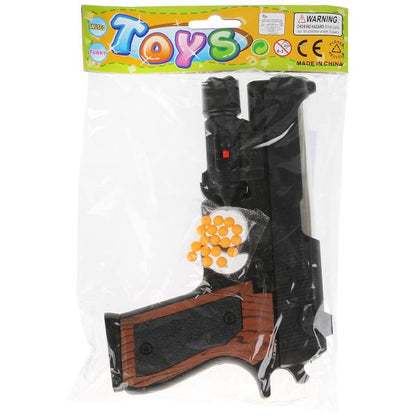 Пистолет (п) с лазер. прицелом, с пульками P2117 в пак. в кор.2*84шт