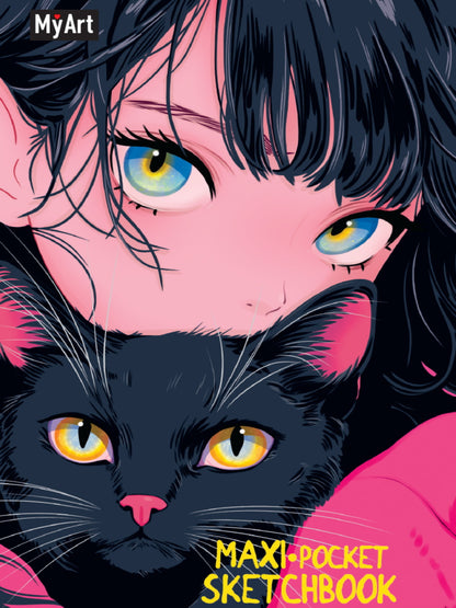 MyArt. Maxi Pocket СКЕТЧБУК. Девочка с кошкой