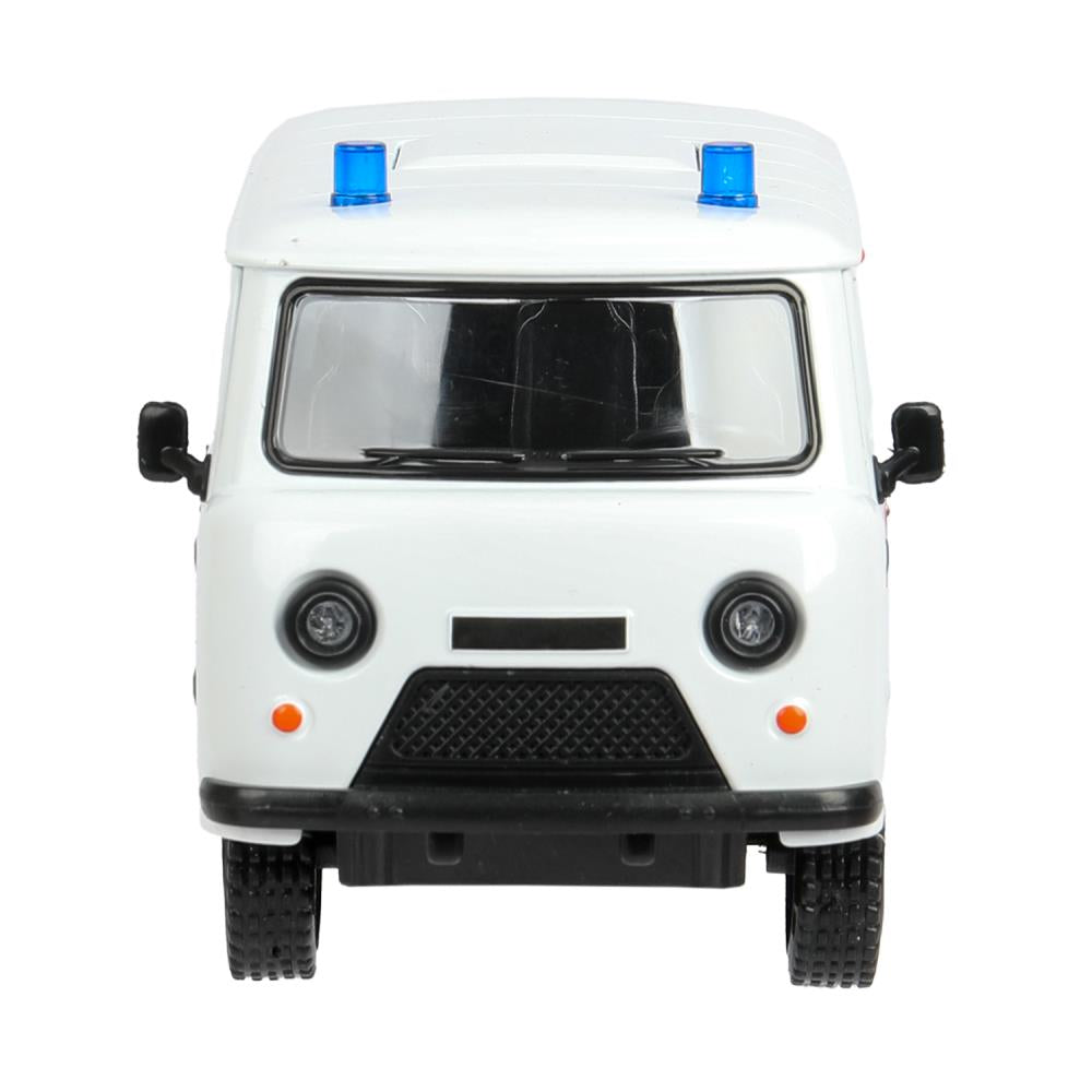 Machine en métal pour le véhicule UAZ УАЗ 452 СКОРАЯ, 18,5 см, св-зв,дв,люк,баг,ин,бел Технопарк в кор.2*18шт