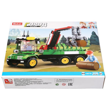 Конструктор пласт. машина с фигурками, 209дет. в русс. кор. в кор.32шт