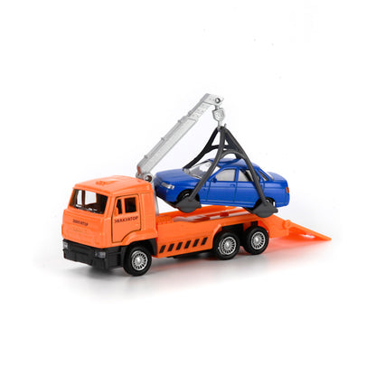 Machine en métal KAMAZ ЭВАКУАТОР, 12 см,дв.,подв.дет.,инер.+machine 7,5 см, кор. Parc technologique en cor.2*24шт