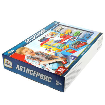 АВТОСЕРВИС "ИГРАЕМ ВМЕСТЕ" С 4-МЯ МАШИНКАМИ В РУСС. КОР. 39*27*7СМ в кор.18шт
