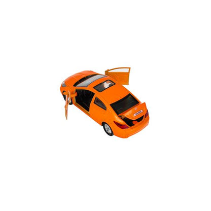 Машина металл HYUNDAI SOLARIS, 12 см, двери, багажн, инерц, оранжевый, кор. Технопарк в кор.2*36шт
