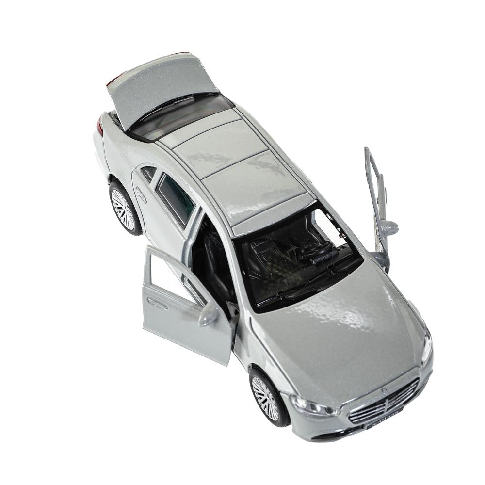 Машина металл MERCEDES-BENZ classe s v223 12см,дв,багаж,инер,серебристый,кор. Parc technologique dans le cor.2*36шт