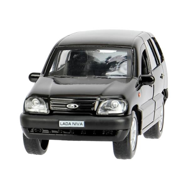Машина металл LADA NIVA длина 12 см, двери, багаж, инерц, черный, кор. Технопарк в кор.2*36шт