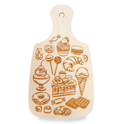 Выжигание по дереву. Разделочная доска "Сладости" (130х230мм) в кор.15шт