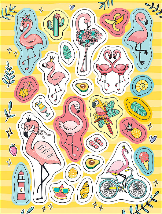 100 autocollants. Flamant rose