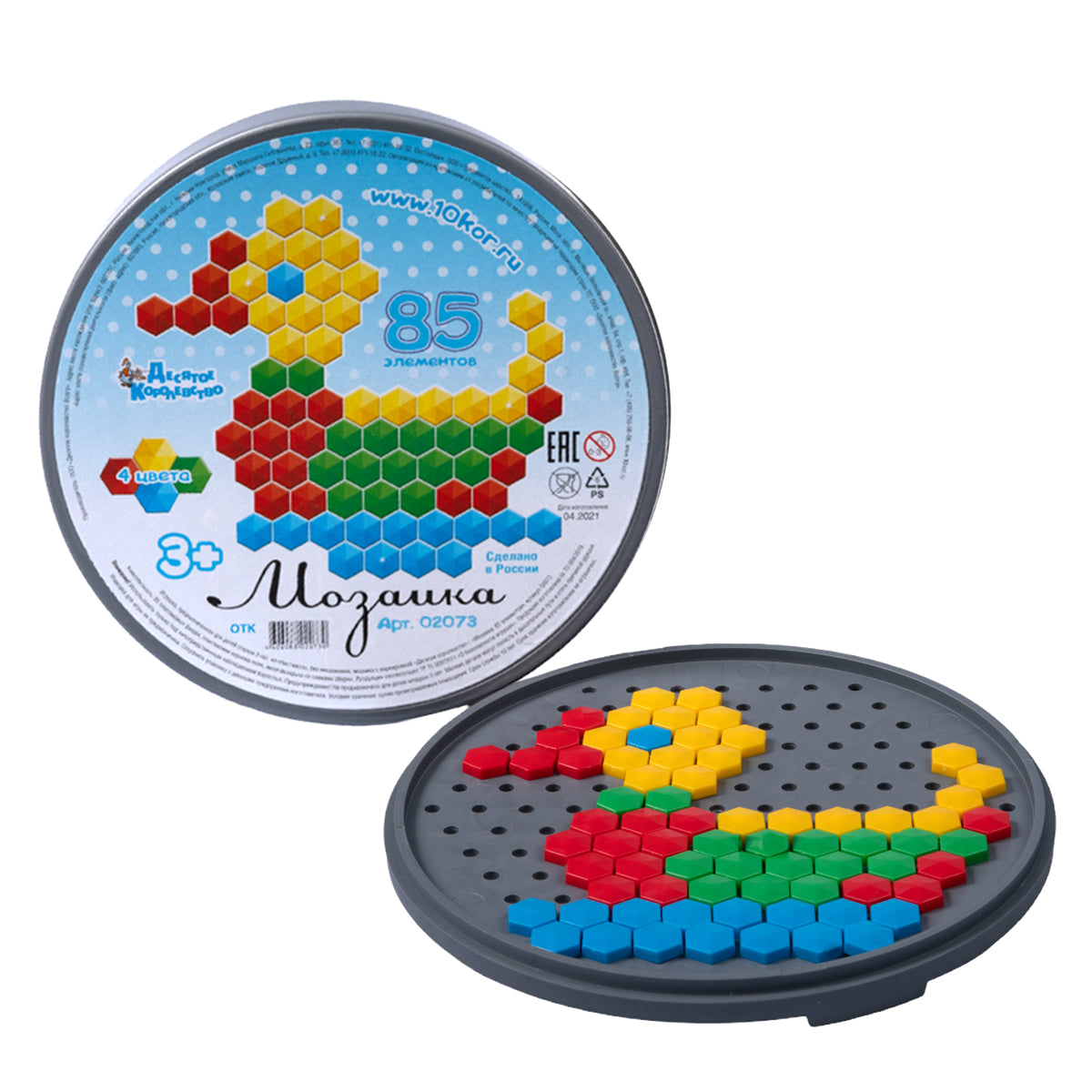 МОЗАИКА ШЕСТИГРАННАЯ 85 ЭЛ (КРУГЛАЯ ПЛАСТ.КОРОБКА) в кор.18шт