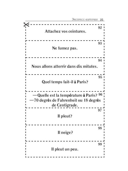 Карточки французско-русского разговорника