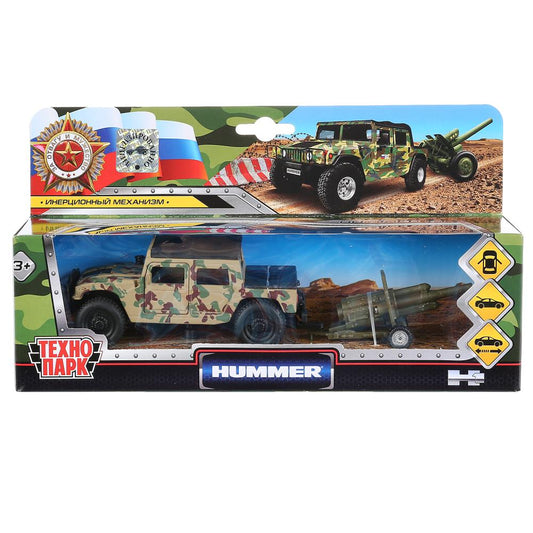 Machine en métal HUMMER h1 вс ПИКАП, 11 см, дв., баг., инер.+пушка, кор Технопарк в кор.2*12шт