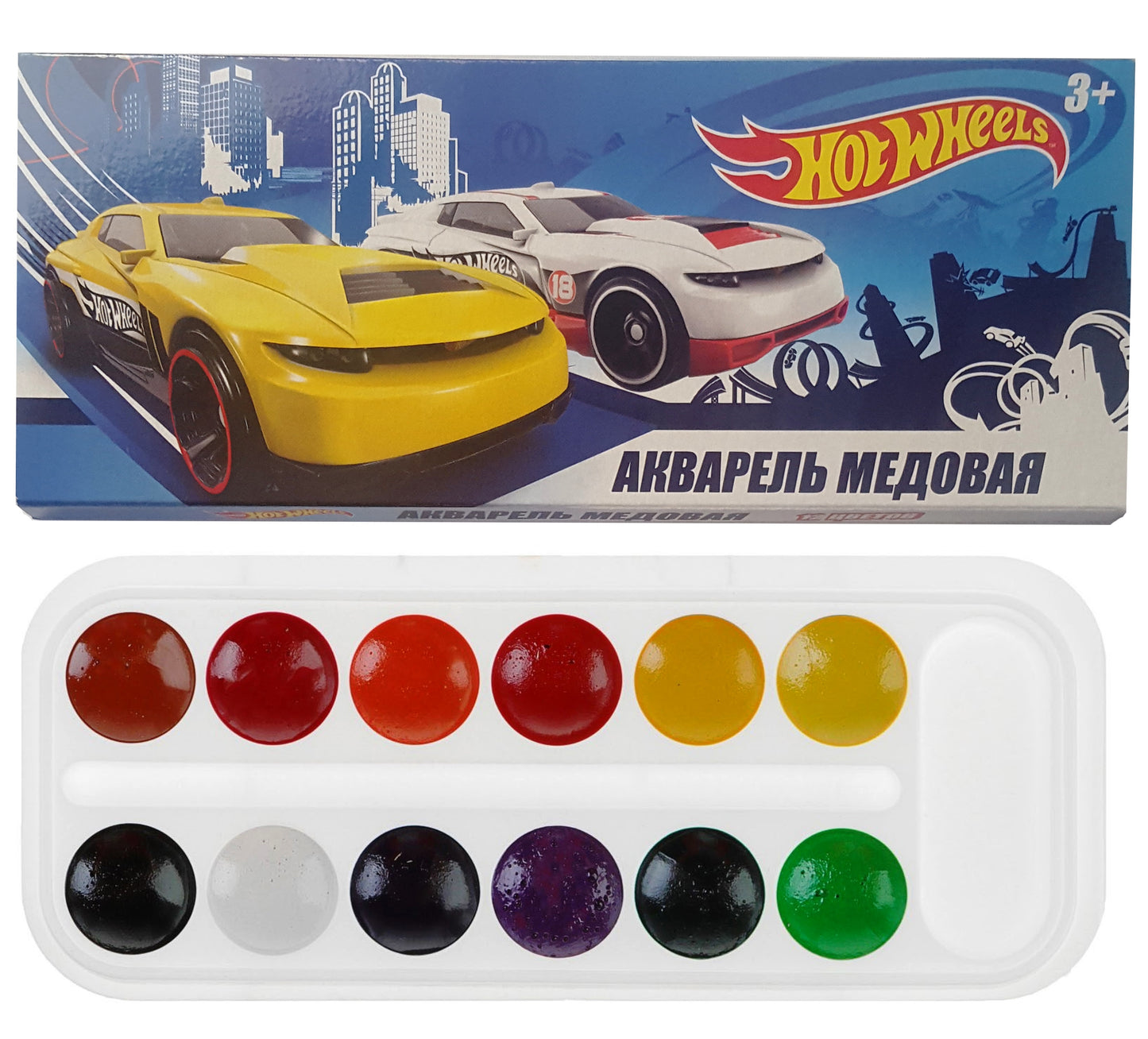 Центрум. Hot Wheels 88696 Акварель медовая 12 цв. б/к