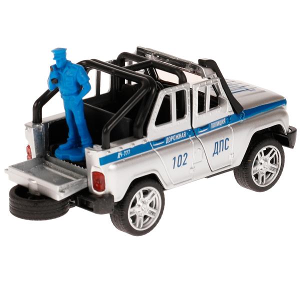 Machine en métal UAZ HUNTER ПОЛИЦИЯ 11,5 cm, deux, sac, in, figurine, ass, cor. Parc technologique dans le cor.2*36шт
