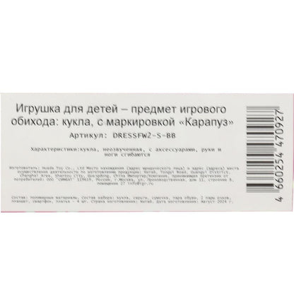 Кукла 29см София, руки и ноги сгиб., одежда, акс., кор. КАРАПУЗ в кор.18шт