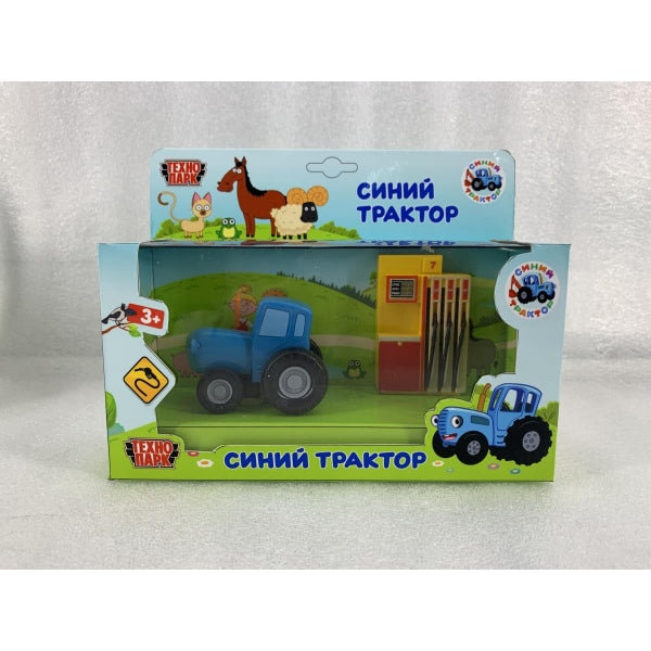 Игрушка пластик бензоколонка+ СИНИЙ ТРАКТОР металл,кор. Технопарк