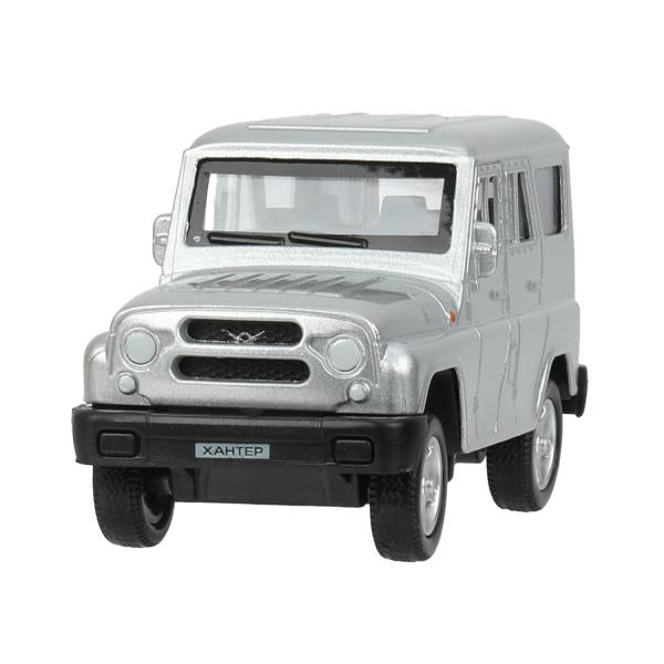 Machine en métal UAZ ХАНТЕР dline 10,5 см, инерция, серебристый, кор. Parc technologique dans le cor.2*36шт