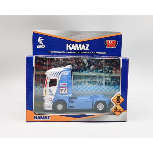 Машина металл KAMAZ ТЯГАЧ СПОРТ 14 см, двери, инерц, синий, кор. Технопарк в кор.48шт