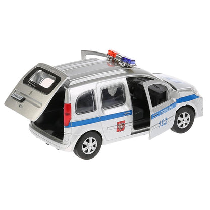 ТМ Технопарк. Machine en métal "RENAULT KANGOO ПОЛИЦИЯ" 12 cm, ouverte. двери, инерц. dans le cor. dans le cor.2*36шт