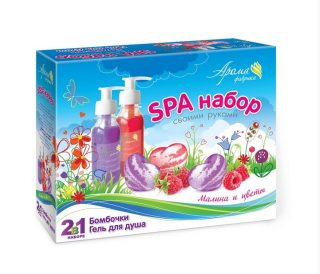 Набор для творчества. Бомбочки д/ванн и гель д/душа своими руками 2-В-1. "Малина и цветы" в кор.20шт