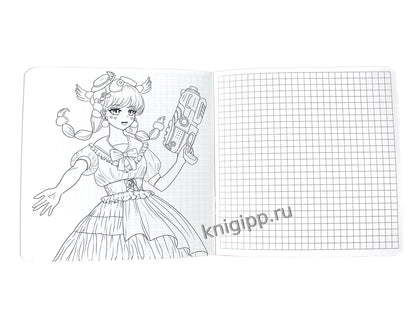 Mon Art. БЛОКНОТ в клетку Аниме. Красный