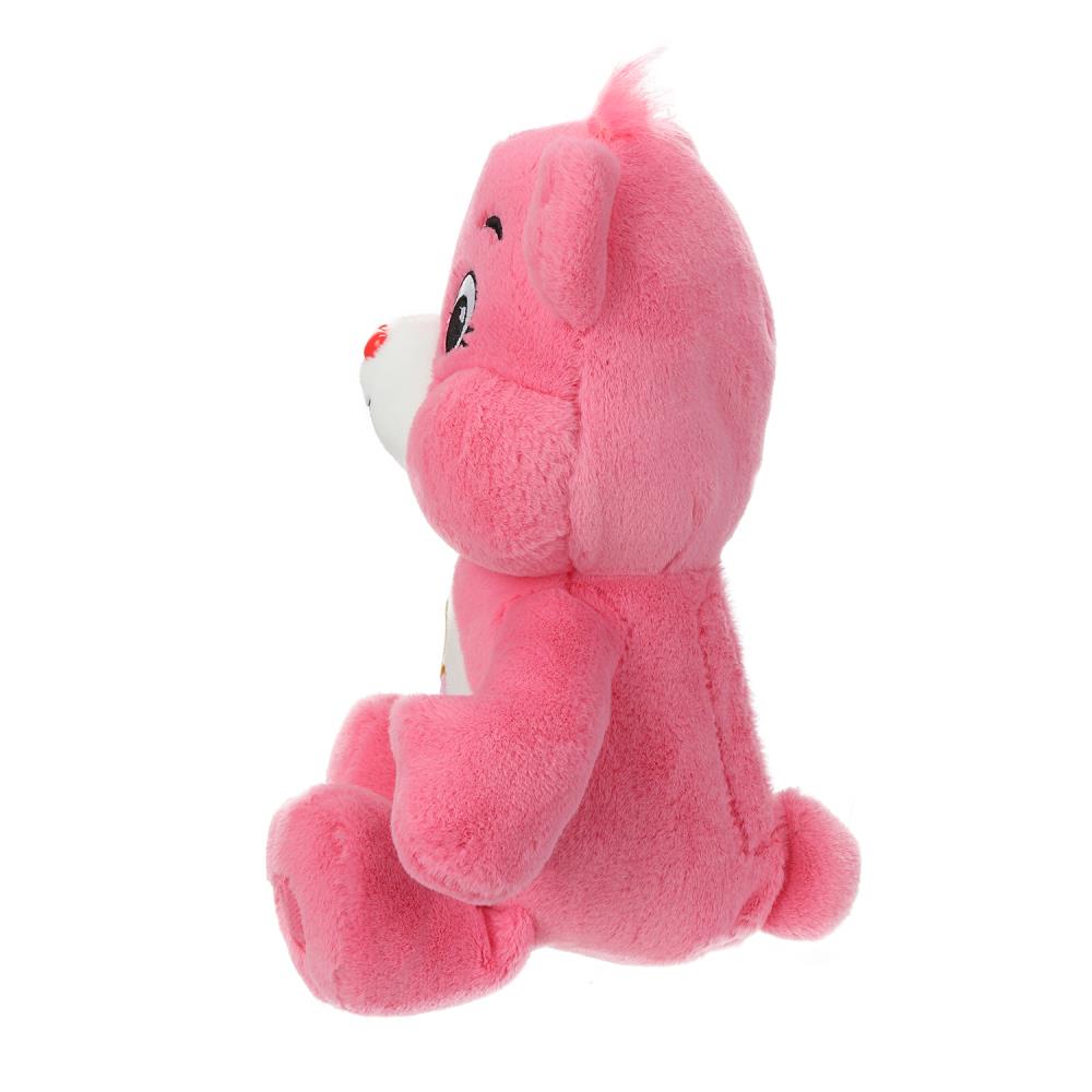 Игрушка мягкая мишка розовый 20см, озвуч Добрые игрушки в кор.24шт