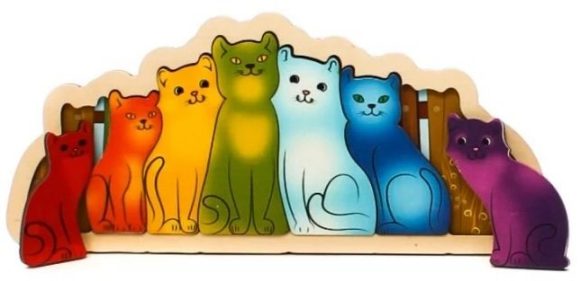 Развивающая доска "Разноцветные котята" (Котики радуга) art.7932 (дерево) /45
