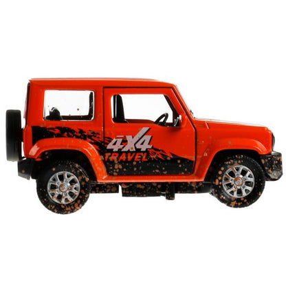 JIMNY-12MUD-OG 335445 Машина металл SUZUKI JIMNY 11,5 см, двер, баг, инер, оранж, кор. Технопарк в к