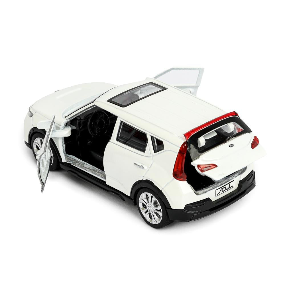 Машина металл KIA soul длина 12 см, двери, багаж., инерц, белый, кор. Технопарк в кор.2*36шт