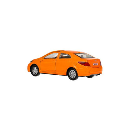 Машина металл HYUNDAI SOLARIS, 12 см, двери, багажн, инерц, оранжевый, кор. Технопарк в кор.2*36шт