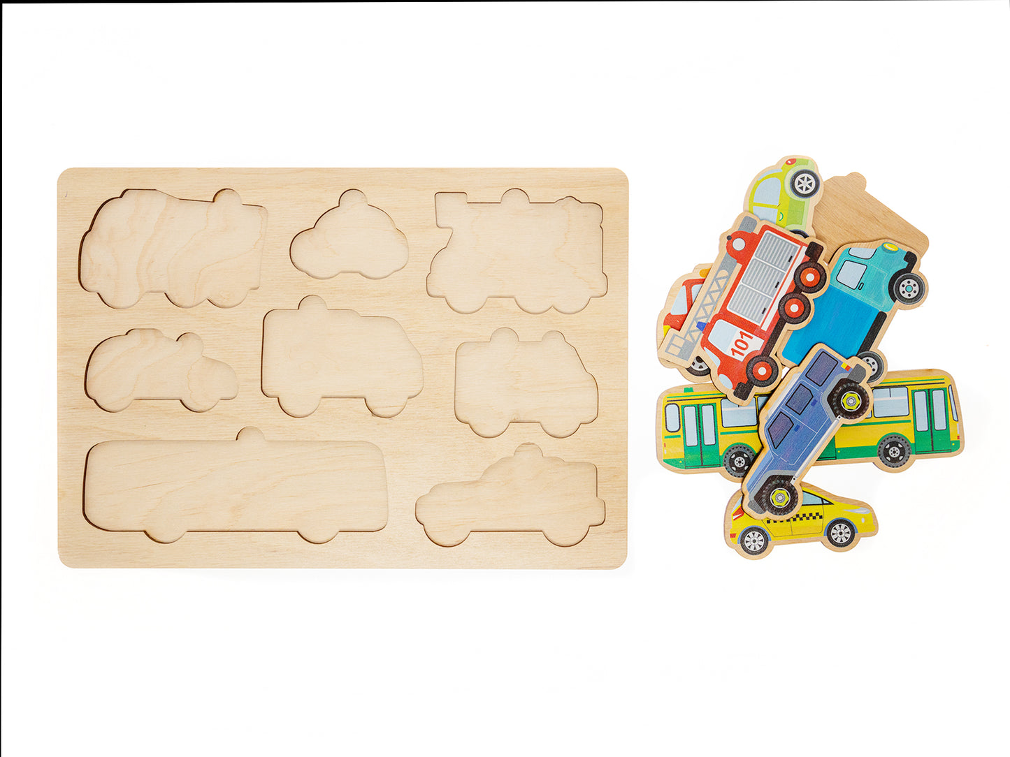 ИГРА РАЗВИВАЮЩАЯ ДЕРЕВЯННАЯ "АВТОМОБИЛИ" (30Х21СМ) в кор.15шт