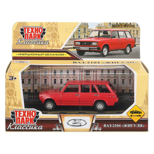 Машина металл LADA lada 2104 длина 10,5 см, инерц, красный, кор. Технопарк в кор.2*36шт