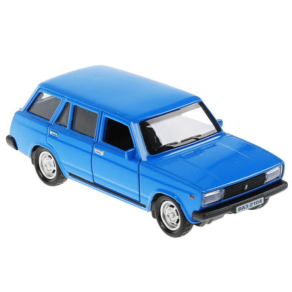 2104-12-BU299588 Машина металл ВАЗ-2104 ЖИГУЛИ длина 12 см, двери, багаж, инерц, синий, кор. Техно