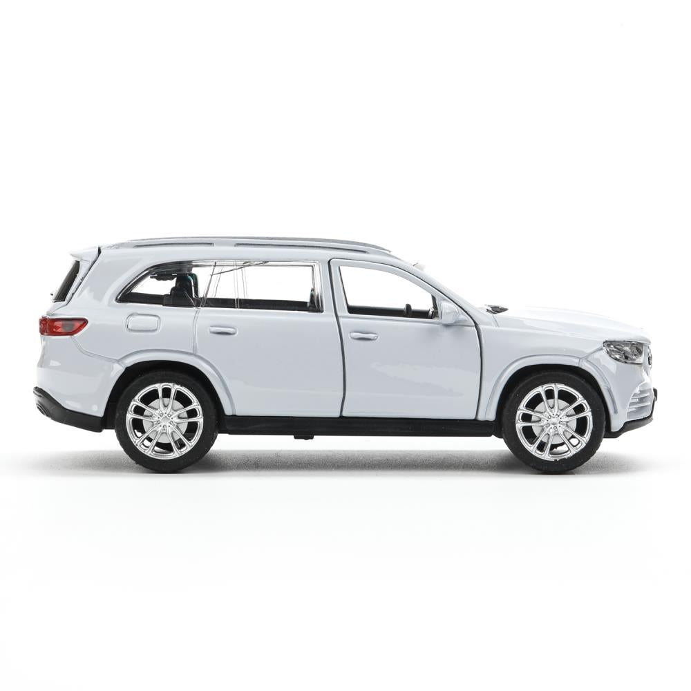 GLS-12-SR Машина металл MERCEDES-BENZ gls class amg 12см, дв,баг,ин,серебряный, кор. Технопарк в кор