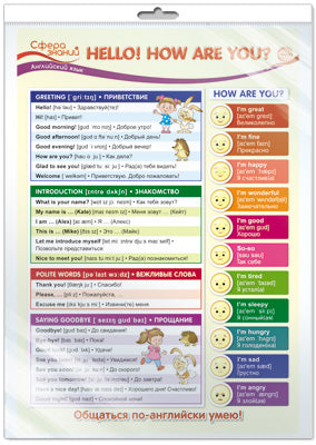 *ПО-13441 ПЛАКАТ А3 В ПАКЕТЕ. Hello! How are you? (Привет! Как ты?). Английский язык в начальной школе (в индивидуальной упаковке с европодвесом и клеевым клапаном)