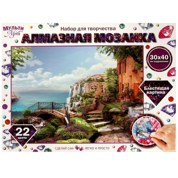 Алмазная мозаика 30*40 см с полным заполнением на подрамник пейзаж МУЛЬТИ АРТ в кор.24шт