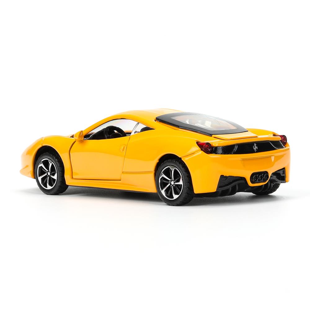 Модель металл звук ferrari 458 italia 14 см, двери, багажник. инерция кор. Технопарк в кор.2*48шт