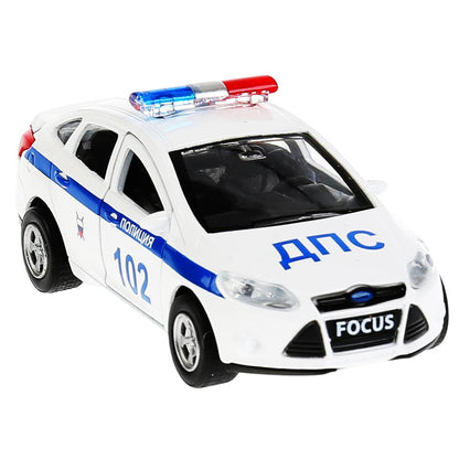 Машина металл FORD Focus полиция 12см, инерц., открыв.двери и багажник в кор. Технопарк в кор.2*24шт