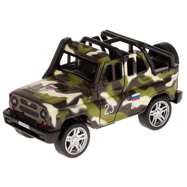 Машина металл свет-звук UAZ HUNTER beach воен., 11,5 см, двер,баг.,ин.,кор. Технопарк в кор.2*36шт