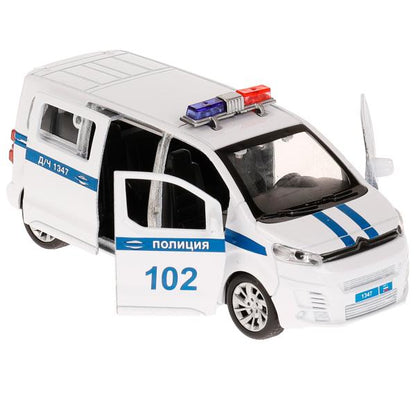 Machine en métal CITROEN SPACE TOURER ПОЛИЦИЯ 12 см, двер, инер, бел, кор. Parc technologique dans le cor.2*36шт