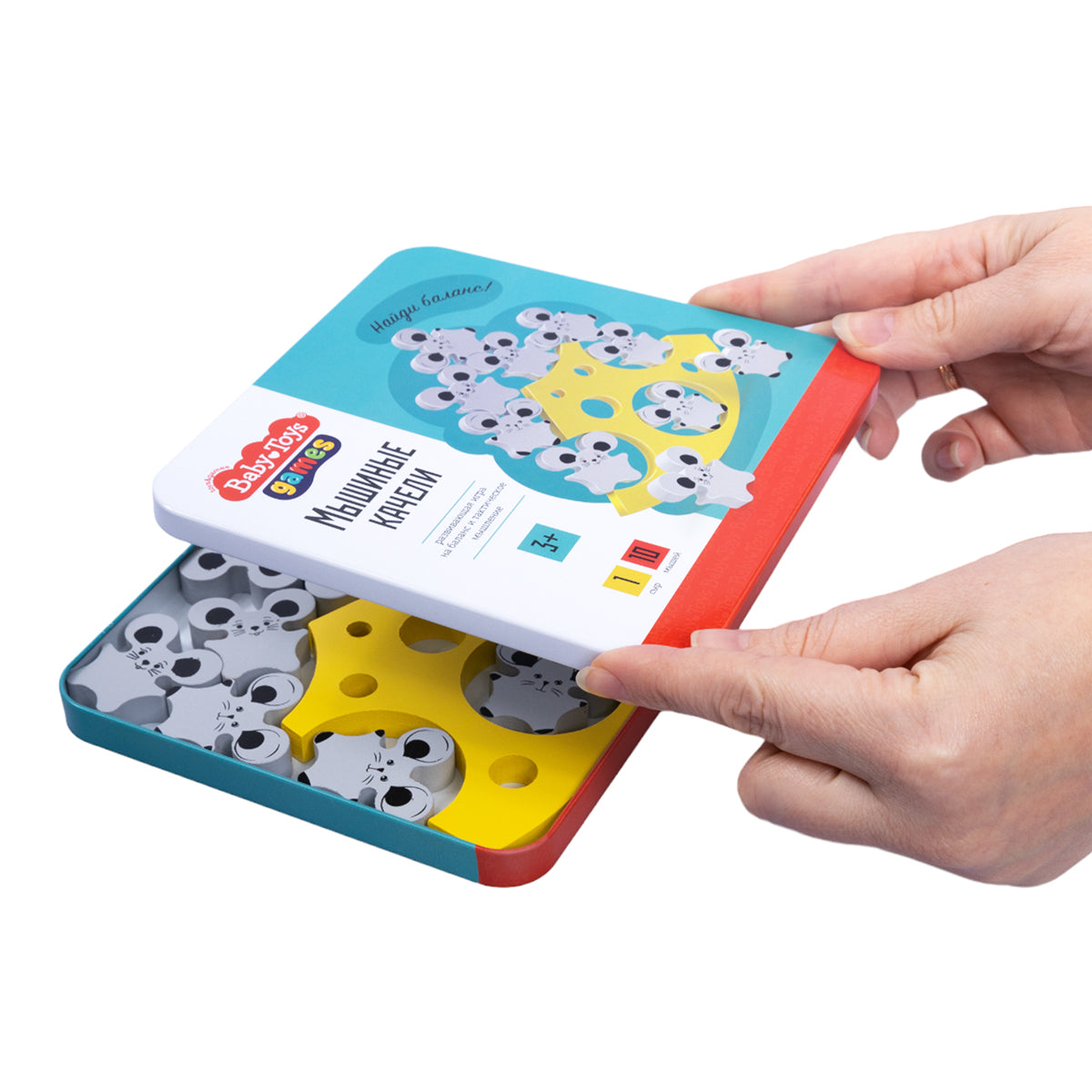 Игра деревянная Балансир "Мышиные качели" в жестяной коробочке серия "Baby Toys games"