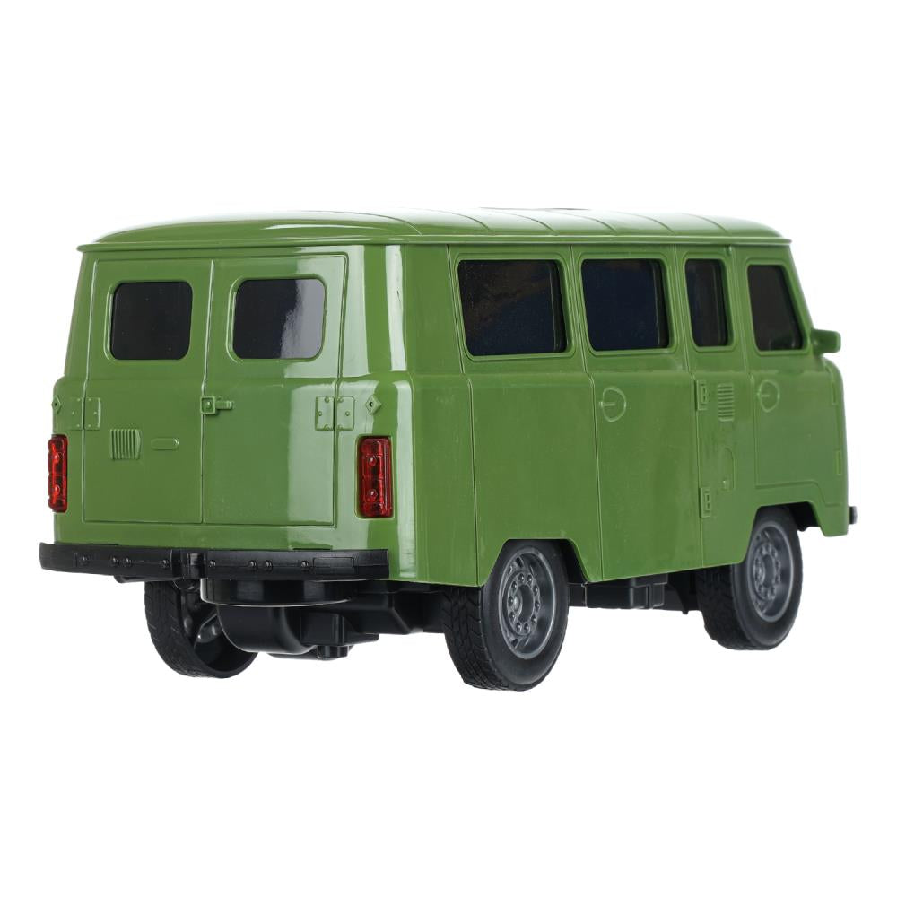 Машина р/у UAZ 452 буханка 25 см, свет, зеленый, кор. Технопарк в кор.24шт