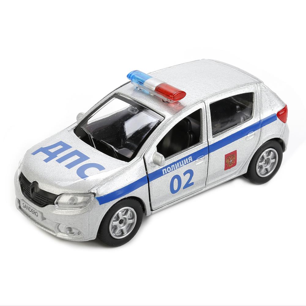 Machine en métal RENAULT sandero ПОЛИЦИЯ, 12 см, double, bagag., инерц., kor. Parc technologique en cor.2*24шт