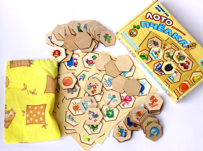 Лото с деревянными фишками "Пчелка"