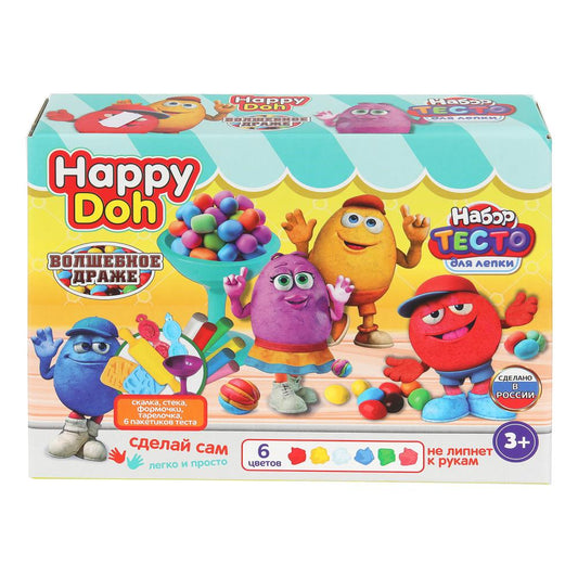 Набор для лепки с формочками волшебное драже, 24 см HAPPY DOH в кор.8шт