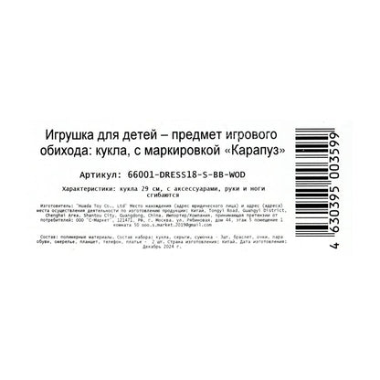 Кукла София 29 см, ручи и ниги сгиб., 2 комплекта одежды, акс, кор КАРАПУЗ в кор.24шт